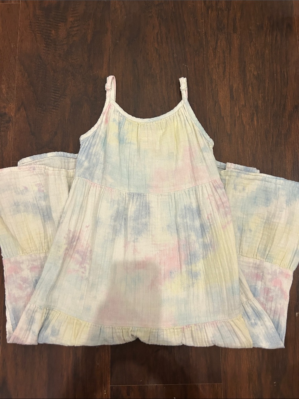 Girl’s Cat & Jack Pastel Tie-Dye Tiered Maxi Dress Sz M (7/8)